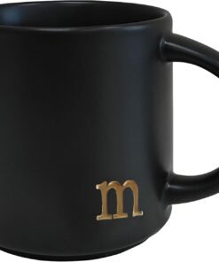 Black Ceramic Monogram Coffee Mug 15 oz
