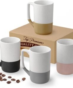 Ceramic Mug Set of 4 for Coffee and Tea
