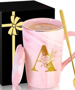 Personalized Ceramic Pink Coffee Mug Tea Cup with Lid