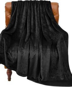 Black Soft Plush Fleece Throw Blanket