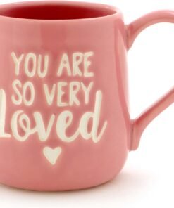 Pink Engraved Mud Mug You Are Loved Stoneware