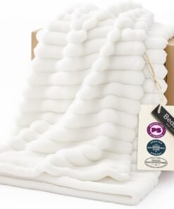 Cozy White Fleece Throw Blanket for Fall Decor
