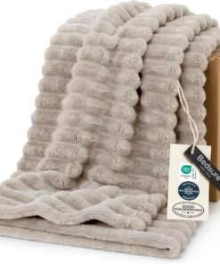 Soft Beige Throw Blanket for Couch Decor